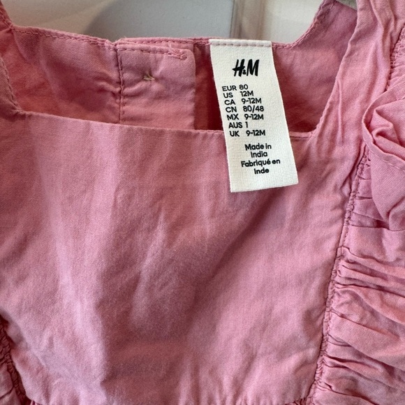 H&M pink ruffle 100% cotton top sleeveless blouse - Picture 2 of 4